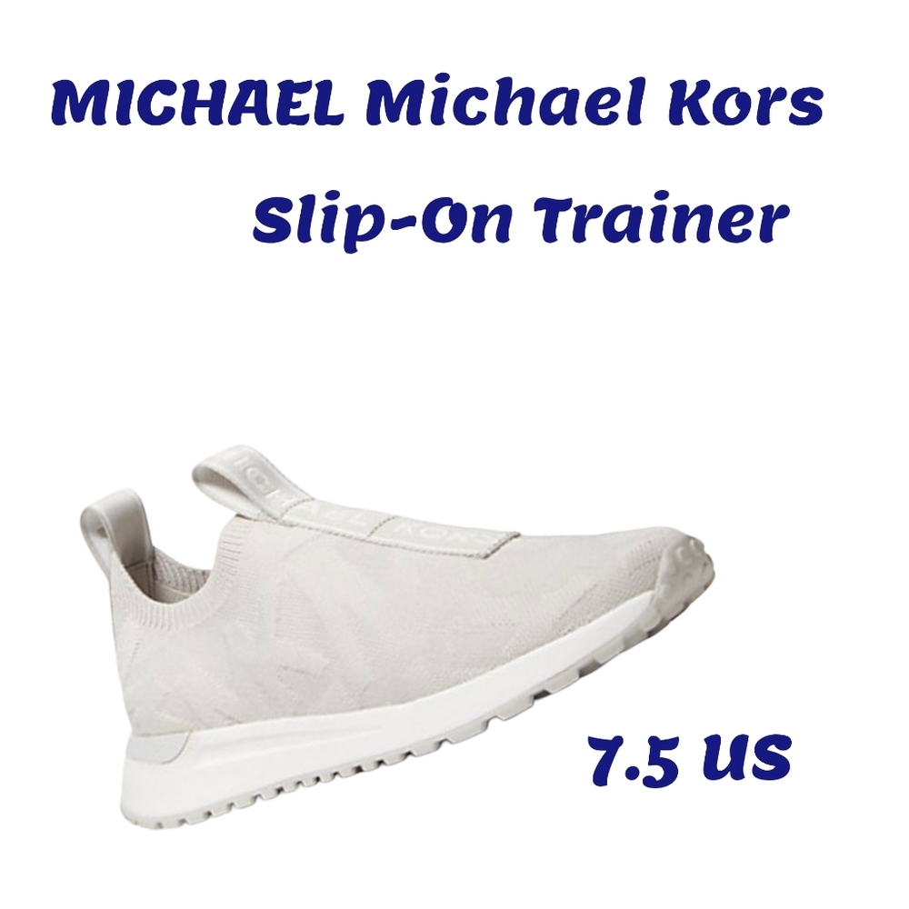 MICHAELMichael Kors Bodie Logo Embossed Stretch Knit Slip-On Trainer Women"s 7.5
